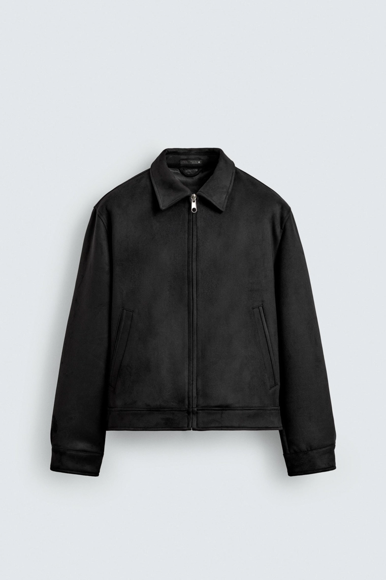 Куртка прямого кроя из искусственной замши