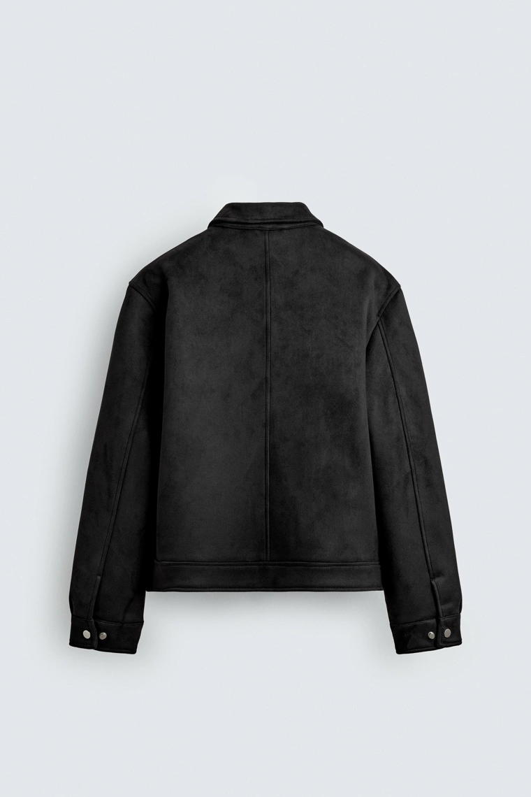 Куртка прямого кроя из искусственной замши