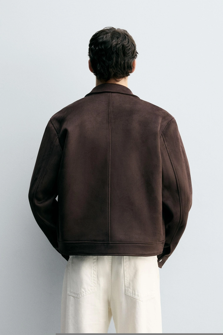 Куртка прямого кроя из искусственной замши