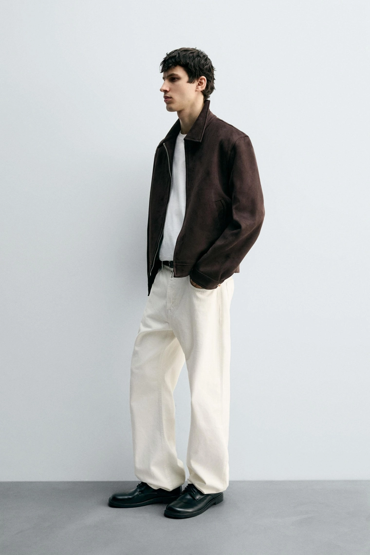 Куртка прямого кроя из искусственной замши