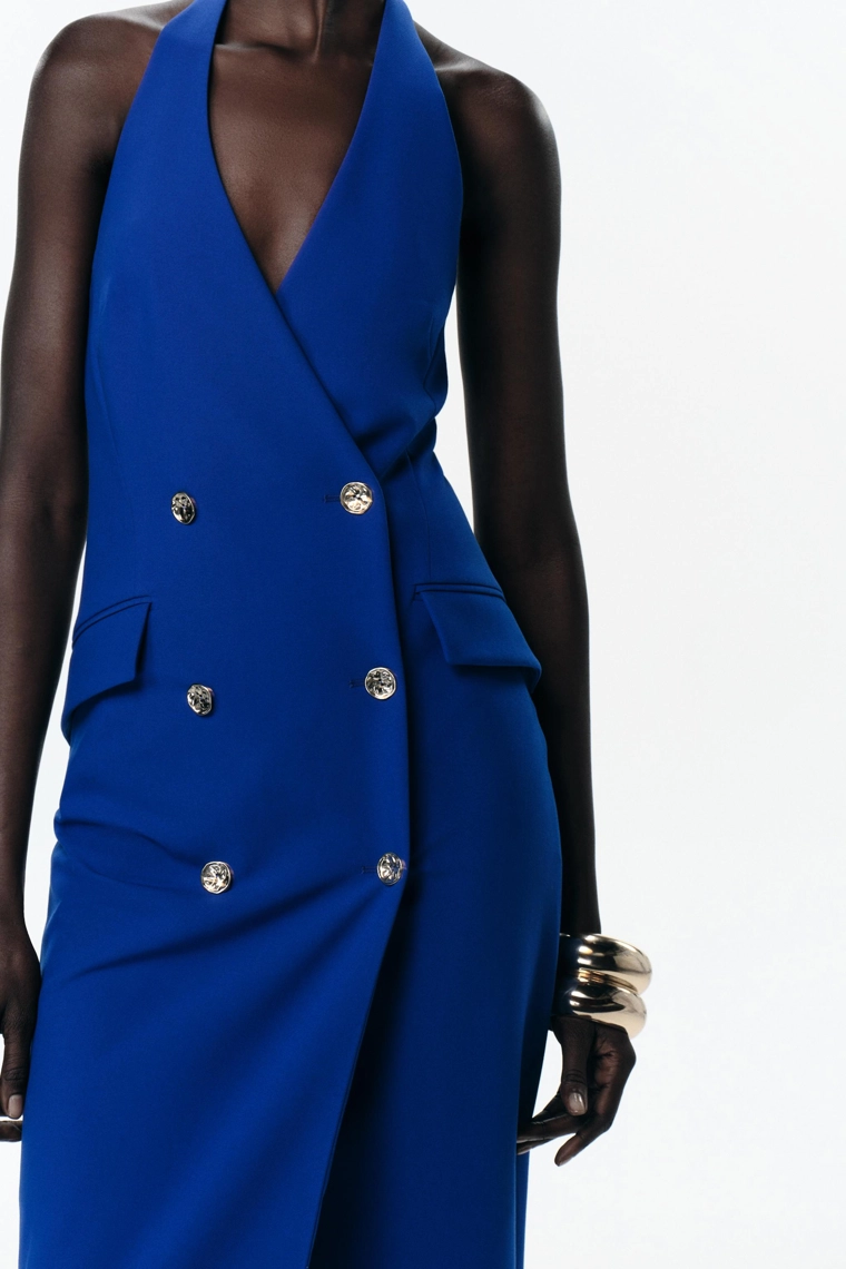 Платье миди с перекрестным воротником-холтер