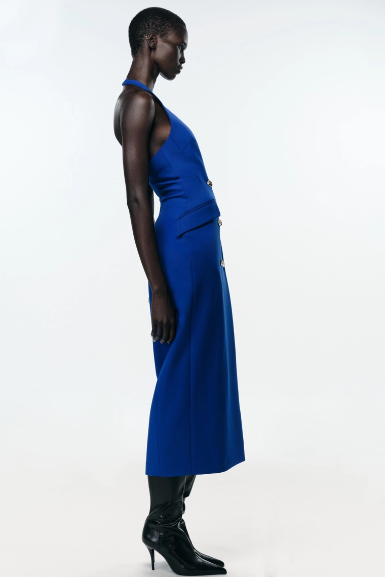 Платье миди с перекрестным воротником-холтер