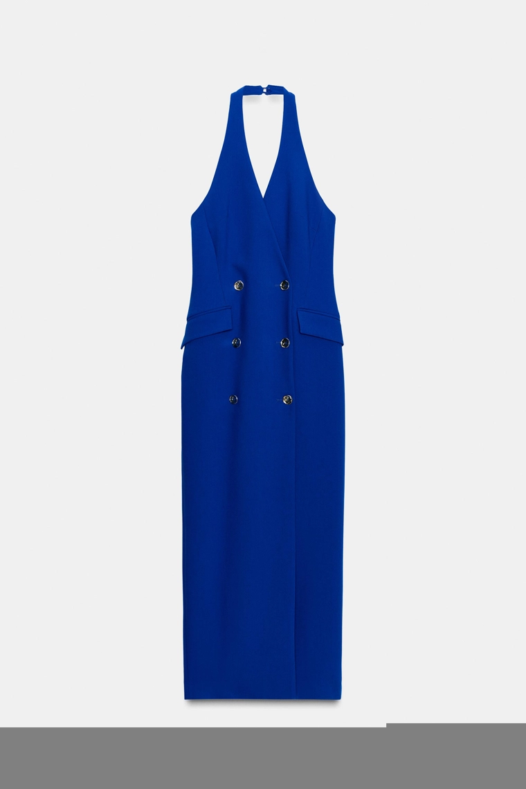 Платье миди с перекрестным воротником-холтер