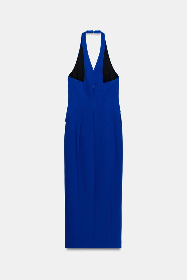 Платье миди с перекрестным воротником-холтер