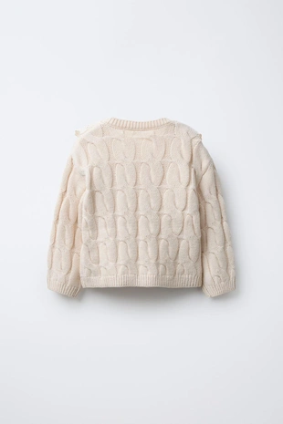Купить Zara Свитер с узором «косы» и кружевным воротником