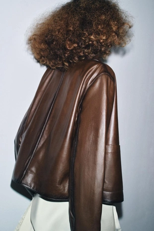 Минималистичная кожаная куртка ZW COLLECTION LIMITED EDITION- Заказать в России