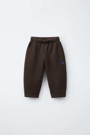 Brown | 9860/957/700 - Zara Мешковатые брюки с флисовой подкладкой и логотипом