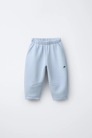 Blue | 9860/957/400 - Zara Мешковатые брюки с флисовой подкладкой и логотипом