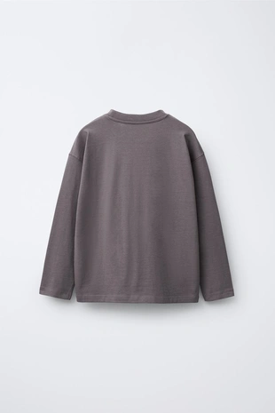 Dark mauve | 1887/585/659 - Zara Базовая футболка MEDIUM WEIGHT