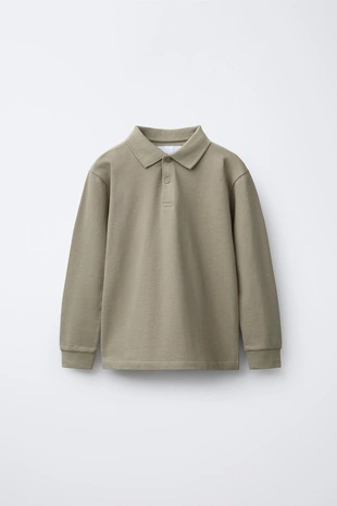 Dark khaki | 1887/653/507 - Zara Базовое поло пике