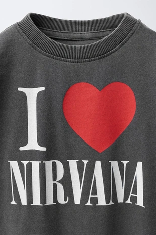 Black | 2160/551/800 - Zara Футболка с эффектом GARMENT DYE NIRVANA ®