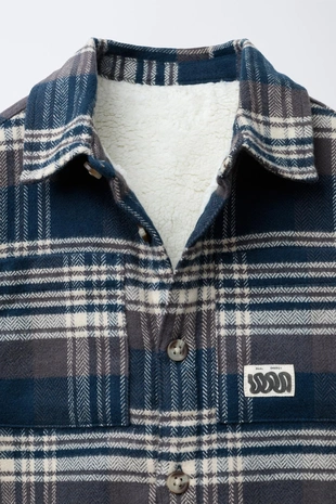 Blue | 1063/521/407 - Zara Куртка-рубашка в клетку с флисовой подкладкой