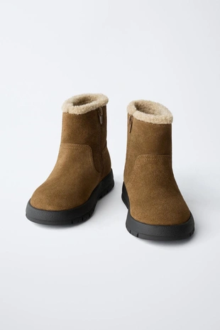 Brown | 7117/630/105 - Zara Кожаные ботинки с подкладкой
