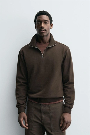 Купить Zara Базовая толстовка с воротником на молнии