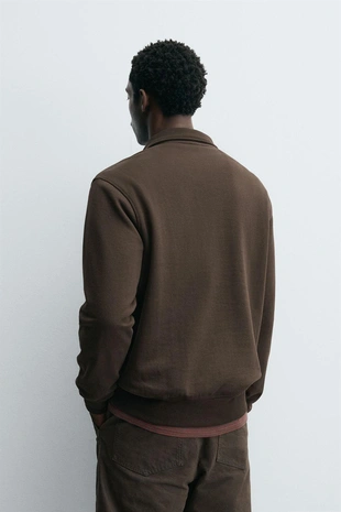Brown | 0761/311/700 - Zara Базовая толстовка с воротником на молнии