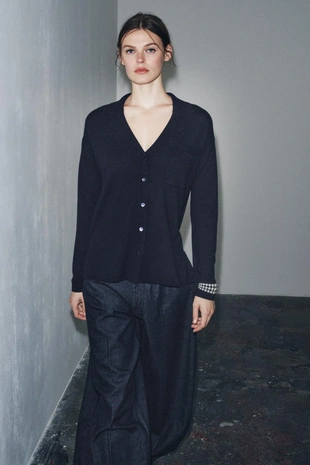 Кардиган поло оверсайз из 100% сверхмягкой шерсти- Заказать в России