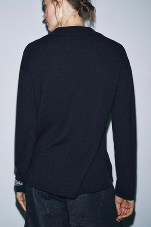 Кардиган поло оверсайз из 100% сверхмягкой шерсти- Заказать в России