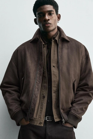 Стеганая куртка из искусственной замши- Заказать в России