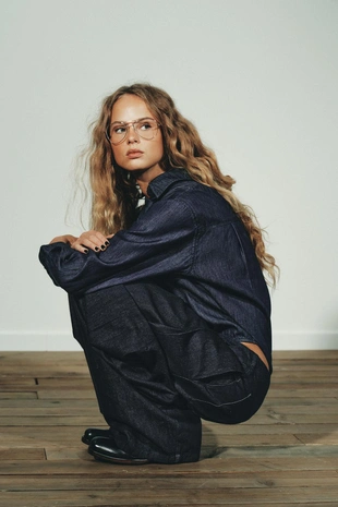 Джинсовое боди TRF с галстуком- Заказать в России