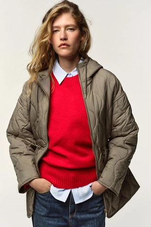 Стеганая куртка с капюшоном WATER REPELLENT- Заказать в России