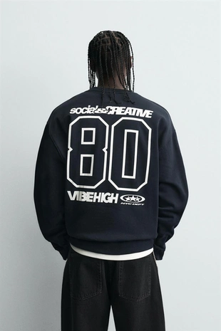 Blue | 3665/318/400 - Zara Толстовка с комбинированным принтом