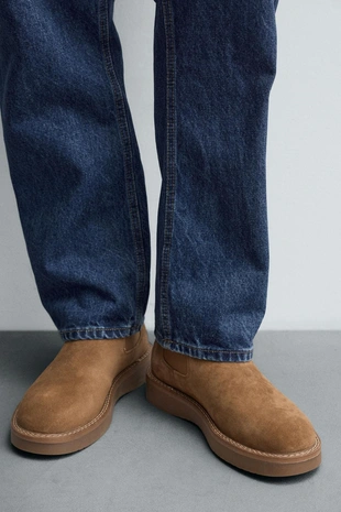 Beige | 2044/620/102 - Zara Кожаные ботинки челси