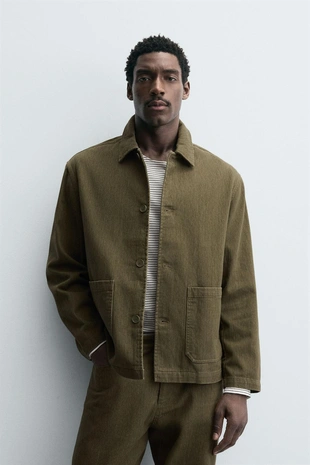 Рубашка-овершерт из текстурированного хлопка с карманами- Заказать в России