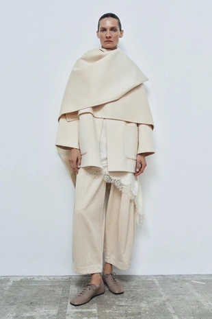 Ecru | 4088/247/712 - Zara Вельветовые брюки BARREL FIT — ZW COLLECTION