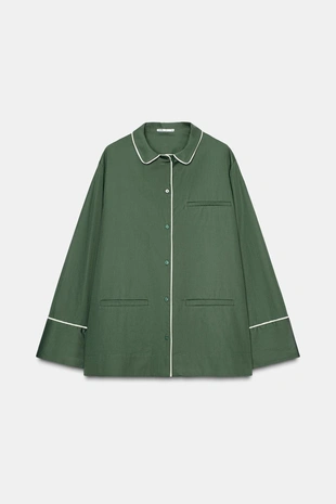 Рубашка из поплина с контрастными деталями- Заказать в России