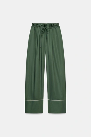 Green | 9447/841/500 - Zara Брюки из поплина с контрастными элементами
