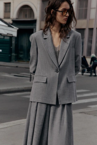 Купить Zara Блейзер в елочку с подплечниками