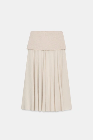 Комбинированная юбка из мягкой ткани- Заказать в России