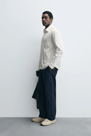 Рубашка из рельефной ткани с карманом- Заказать в России