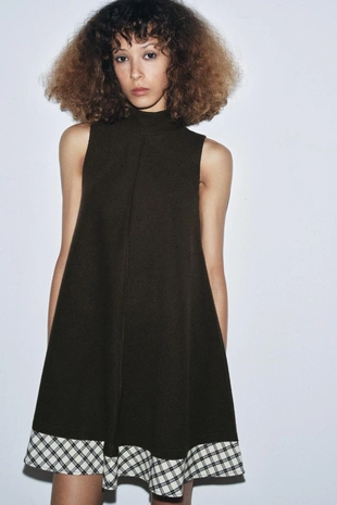 Короткое платье в клетку- Заказать в России