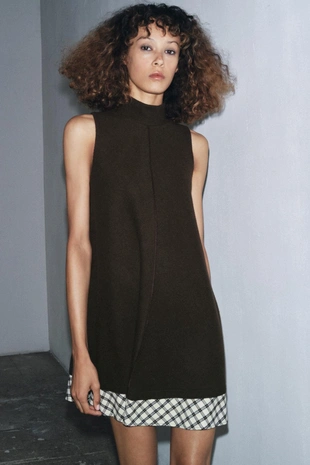 Короткое платье в клетку- Заказать в России