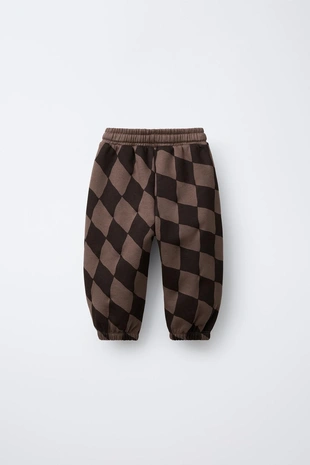 Brown | 7878/938/700 - Zara Брюки из мягкой ткани в ромбы