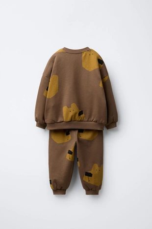 Brown / Taupe | 7878/651/737 - Zara Комплект из толстовки и брюк-джоггеров «медведи»