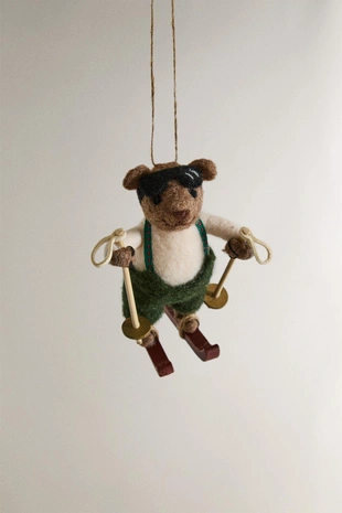Рождественская игрушка WOOL SKIING BEAR с елочкой- Заказать в России