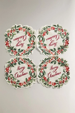 Набор бумажных салфеток с рождественским венком (набор из 20 штук)- Заказать в России