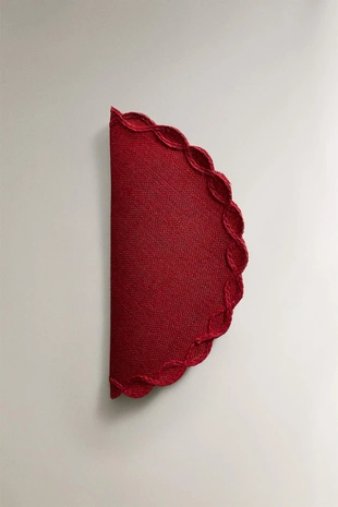 Рождественский круглый плетеный коврик с декоративной цепочкой- Заказать в России