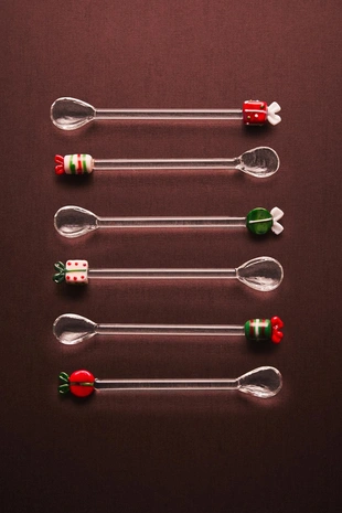 Набор рождественских стеклянных десертных ложек (набор из 6 штук)- Заказать в России