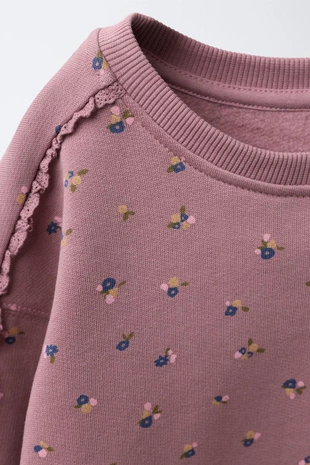 Pink | 3443/600/926 - Zara Комплект из толстовки и легинсов с цветочным принтом