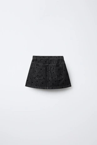 Купить Zara Джинсовая юбка с флокированными сердцами