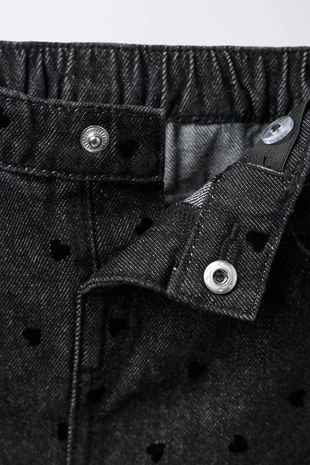 Black | 0122/552/800 - Zara Джинсовая юбка с флокированными сердцами