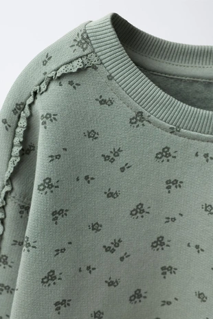 washed green | 3443/600/519 - Zara Комплект из толстовки и легинсов с цветочным принтом