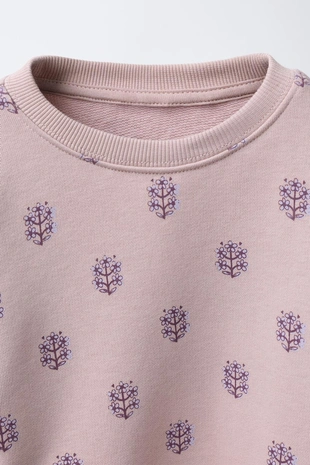 Pink | 0039/604/926 - Zara Комплект из толстовки с принтом и легинсов в рубчик