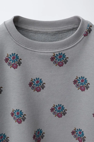 Blue grey | 0039/604/819 - Zara Комплект из толстовки с принтом и легинсов в рубчик
