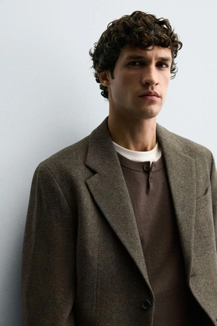 Блейзер из 100% шерсти с рельефным узором- Заказать в России