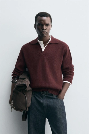 Купить Zara Поло из двухизнаночного трикотажа