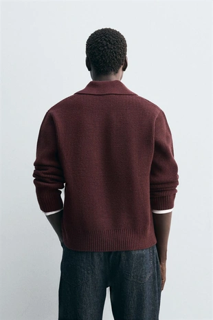 Burgundy | 5755/327/681 - Zara Поло из двухизнаночного трикотажа